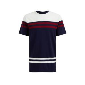 WE Fashion Tričko  ultramarínová modř / tmavě červená / bílá