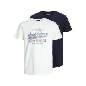 JACK & JONES Tričko 'BOOSTER'  marine modrá / námořnická modř / tmavě červená / bílá