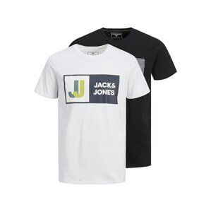 JACK & JONES Tričko 'LOGAN'  šedá / rákos / oranžová / černá / bílá