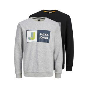 JACK & JONES Mikina 'LOGAN'  žlutá / světle šedá / šedý melír / černá / bílá