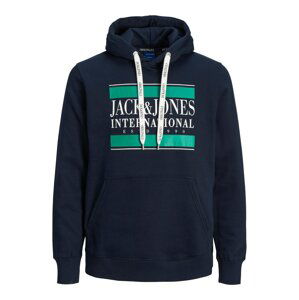 JACK & JONES Mikina  noční modrá / nefritová / bílá