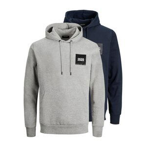 JACK & JONES Mikina 'LOCK'  námořnická modř / šedá / černá / bílá