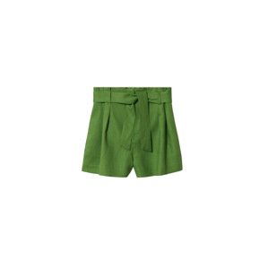 MANGO Kalhoty se sklady v pase  zelená