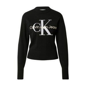 Calvin Klein Jeans Svetr  krémová / šedá / černá