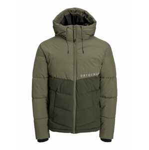 JACK & JONES Zimní bunda 'Copenhagen'  khaki / tmavě zelená / bílá