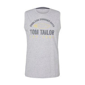 TOM TAILOR Tričko  světle žlutá / noční modrá / šedý melír