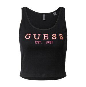 GUESS Top  černá / pink / zlatě žlutá