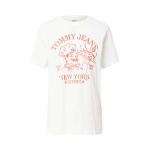 Tommy Jeans Tričko 'Best pizza'  modrá / světle červená / bílá