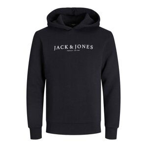 JACK & JONES Mikina 'August'  černá / bílá