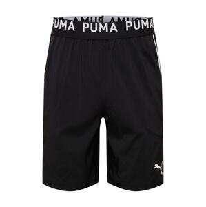 PUMA Sportovní kalhoty  černá / bílá / šedá