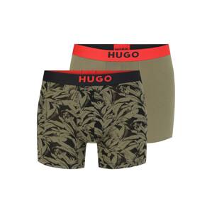 HUGO Boxerky  khaki / svítivě oranžová / černá