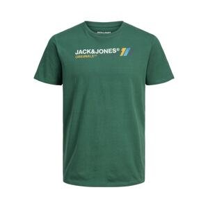 Jack & Jones Junior Tričko 'JORNATE'  tmavě zelená / bílá / žlutá / modrá