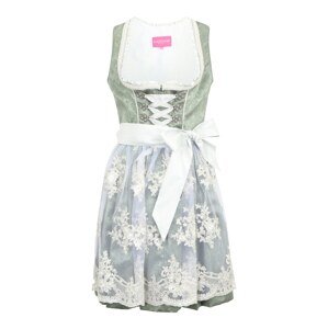 Krüger Madl Dirndl  khaki / pastelově zelená / stříbrná / bílá