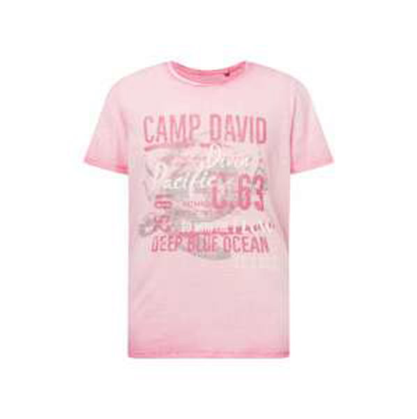 CAMP DAVID Tričko  šedá / pink / světle růžová / offwhite