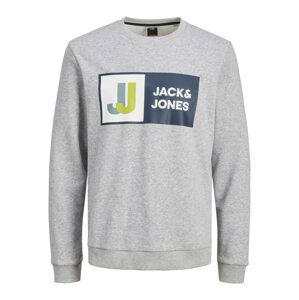 JACK & JONES Mikina 'Logan'  námořnická modř / šedý melír / rákos / bílá