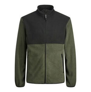 JACK & JONES Fleecová mikina 'Hyper'  khaki / černá