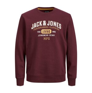 JACK & JONES Mikina 'STAMP'  světle žlutá / bordó / bílá