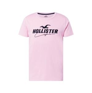 HOLLISTER Tričko  pink / černá