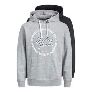 JACK & JONES Mikina  světle šedá / červená / černá / bílá