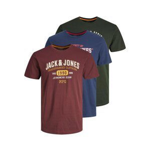 JACK & JONES Tričko 'Tamp'  tmavě modrá / tmavě zelená / tmavě červená / bílá