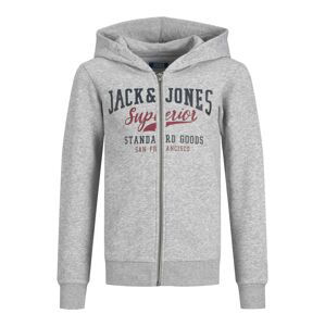 Jack & Jones Junior Mikina  šedý melír / červená / černá