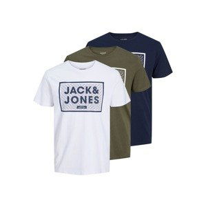 JACK & JONES Tričko 'Harrison'  tmavě modrá / zelená / bílá