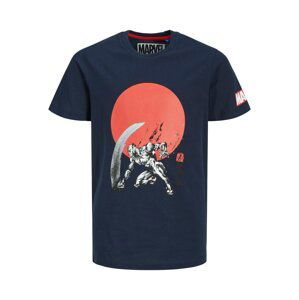 Jack & Jones Junior Tričko 'Marvel'  tmavě modrá / šedá / oranžová / bílá