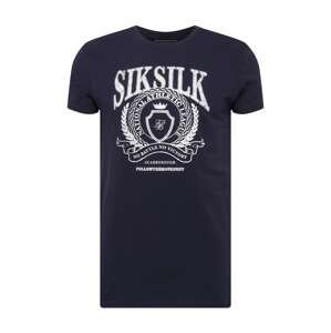 SikSilk Tričko 'Varsity'  námořnická modř / bílá