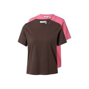 WEEKDAY Tričko 'Essence Standard'  hnědá / světle růžová