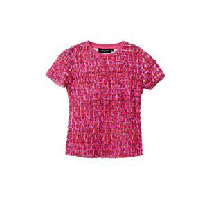 Desigual Tričko  pink / červená / černá / bílá