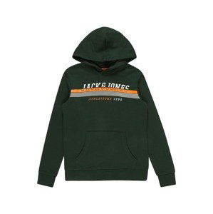 Jack & Jones Junior Mikina  tmavě zelená / oranžová / bílá