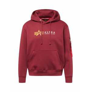 ALPHA INDUSTRIES Mikina  tmavě žlutá / burgundská červeň / bílá