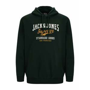 Jack & Jones Plus Mikina  jedle / bílá / šafrán