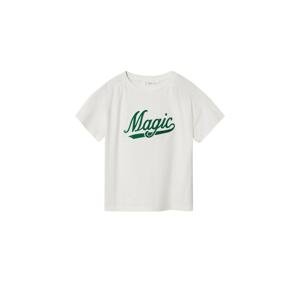 MANGO KIDS Tričko 'MAGIC'  tmavě zelená / offwhite