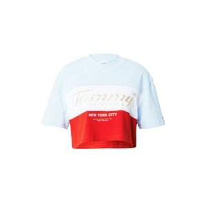 Tommy Jeans Tričko  světlemodrá / zlatá / červená / bílá