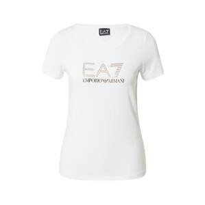 EA7 Emporio Armani Tričko  zlatá / bílá