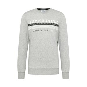 JACK & JONES Mikina 'Iron'  šedý melír / černá / bílá