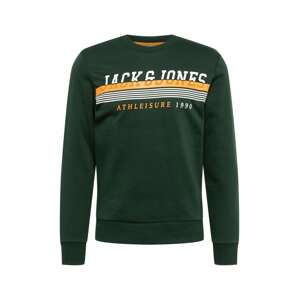 JACK & JONES Mikina 'Iron'  jedle / oranžová / bílá