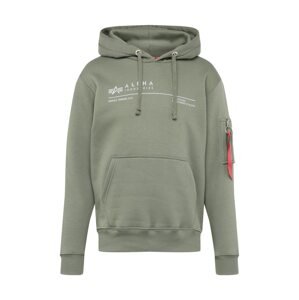 ALPHA INDUSTRIES Mikina  zelená / bílá