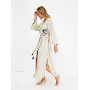 Trendyol Kimono  starobéžová / marine modrá / bílá