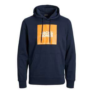 Jack & Jones Plus Mikina 'Lock'  námořnická modř / oranžová / bílá