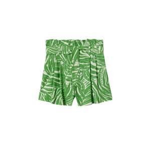 MANGO Kalhoty se sklady v pase 'ANITA'  trávově zelená / bílá