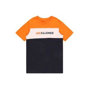 Jack & Jones Junior Tričko 'FINN'  námořnická modř / oranžová / offwhite