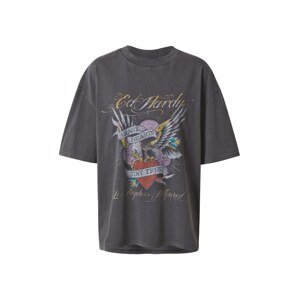 Ed Hardy Oversized tričko 'BRAVE-HEARTS'  světle fialová / červená / černá / bílá