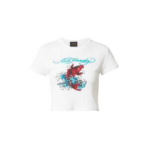 Ed Hardy Tričko ' 'KOI'  azurová / červená / černá / bílá