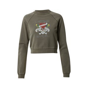 Ed Hardy Mikina  olivová / offwhite / krvavě červená / černá