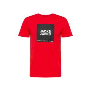 JACK & JONES Tričko  ohnivá červená / černá / bílá
