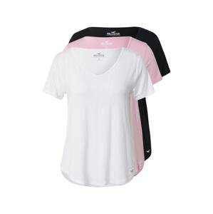 HOLLISTER Tričko  bílá / pink / černá
