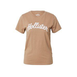 HOLLISTER Tričko  hnědá / offwhite