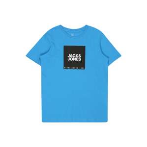 Jack & Jones Junior Tričko 'LOCK'  nebeská modř / černá / bílá